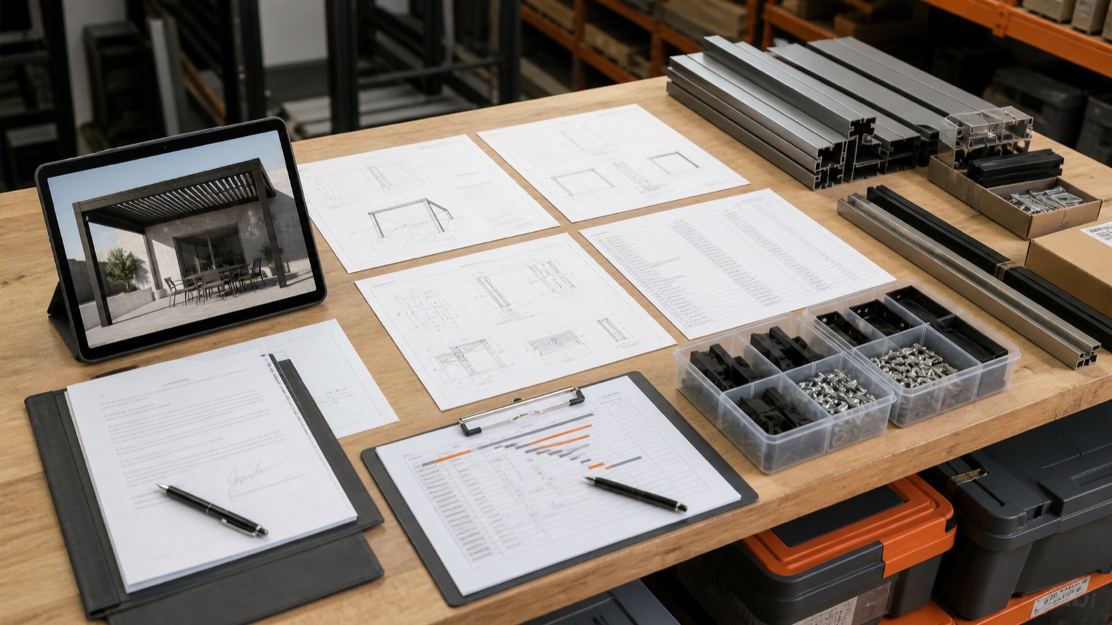 Install-ready pergola project pack with 3D design, drawings, bill of materials and hardware